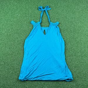 H&M Blue Sleeveless Keyhole Tie Halter Tank Top Sz S